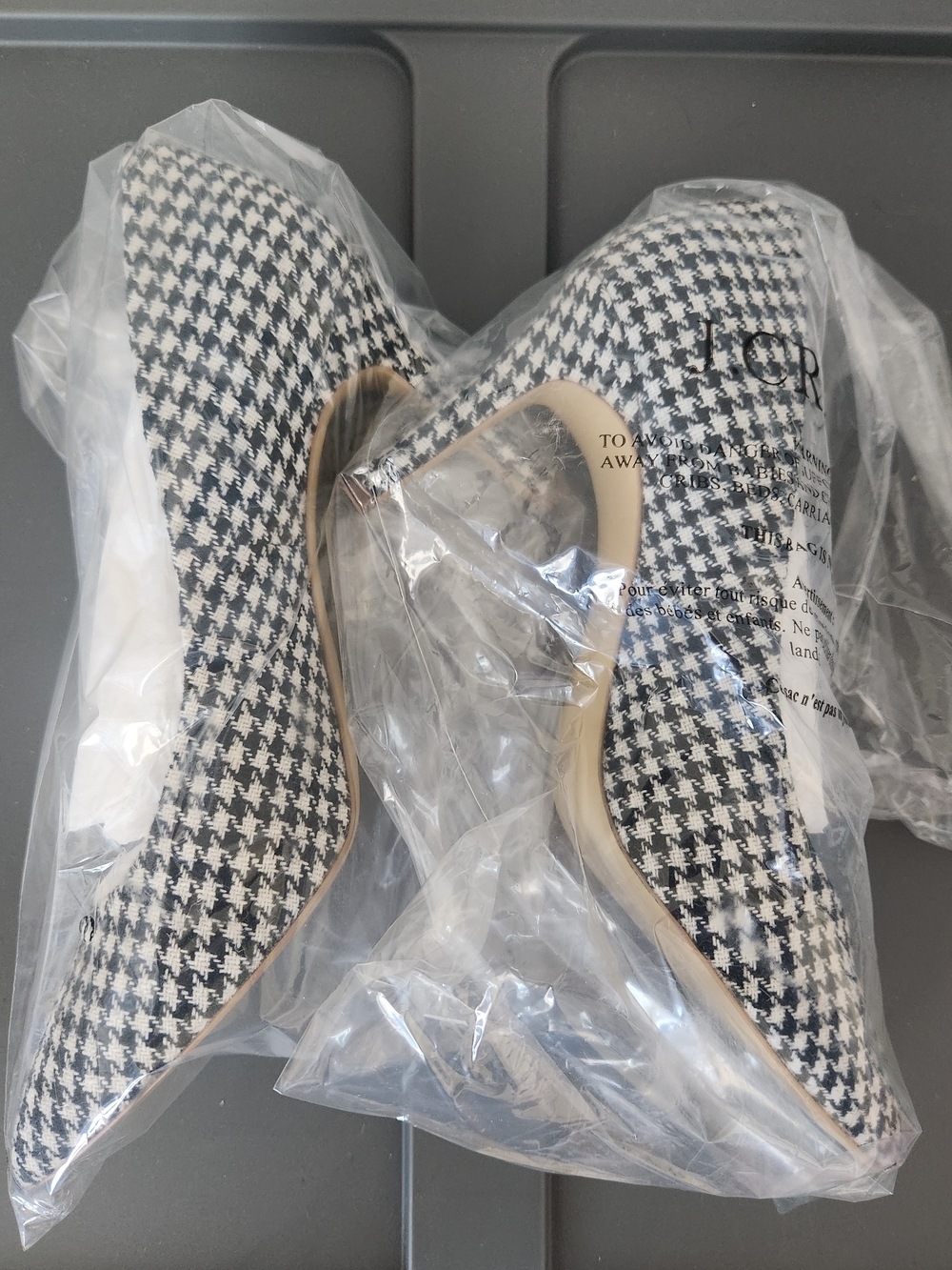 J. Crew Factory Black & White Houndstooth Pointed-Toe Pumps